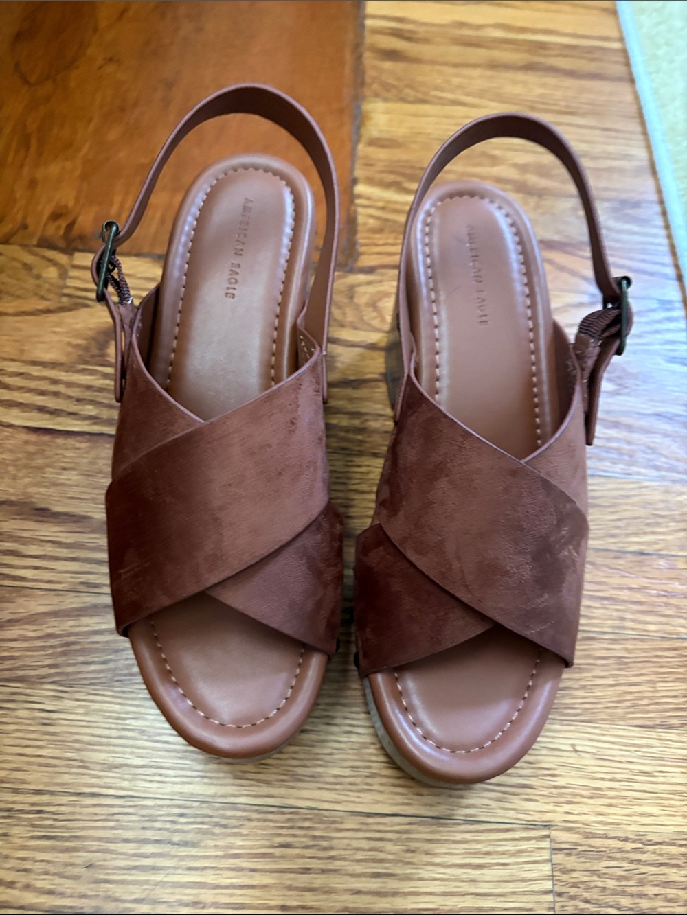 Women’s Brown Faux Suede Crisscross Slingback Sandals